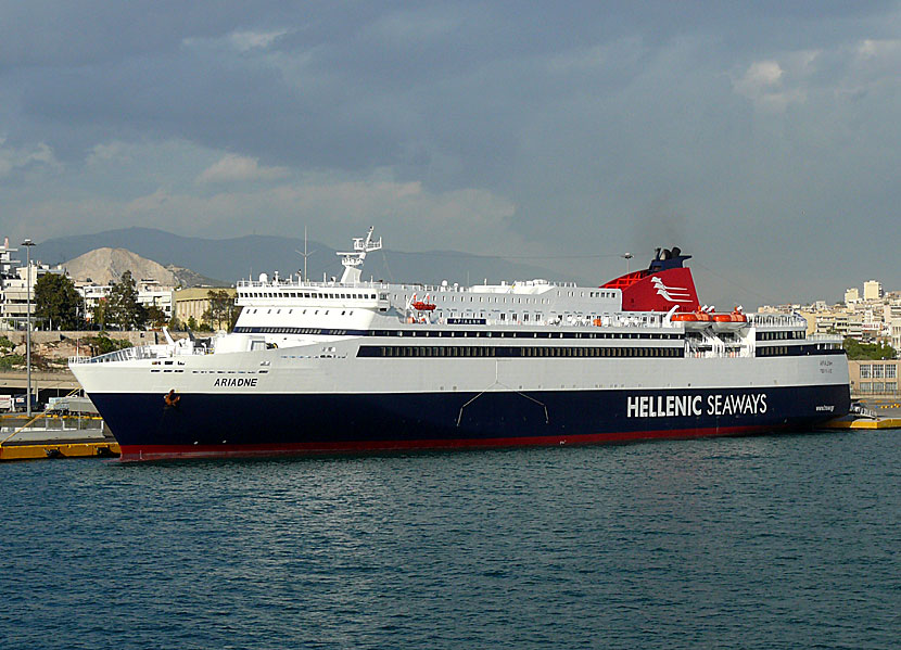 Greek ferries, boats and catamarans. Ariadne. Pireus. Athens. 
