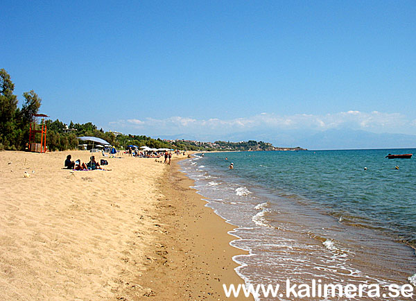 Saga beach i Korini p&aring; Peloponessos.