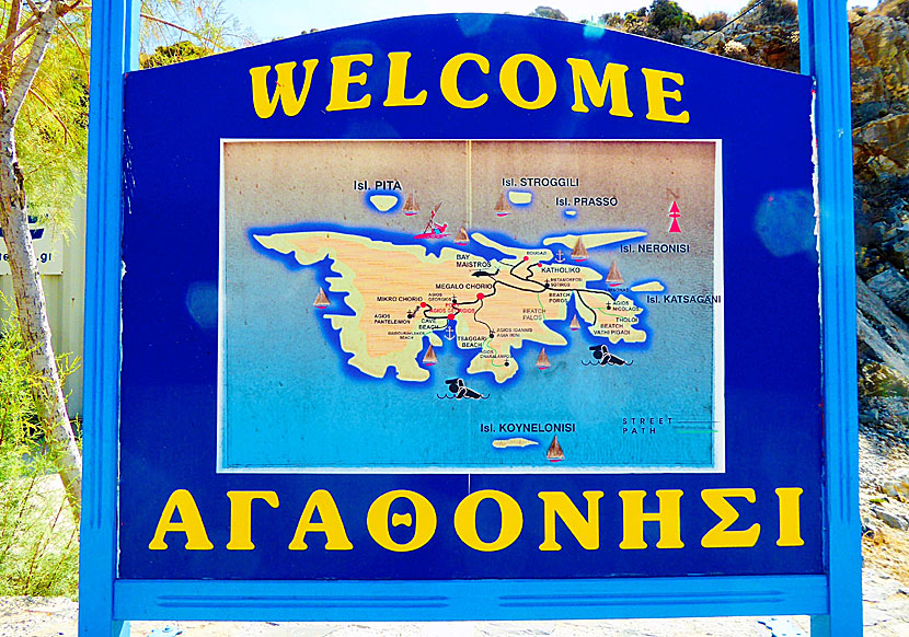 Vandringskarta över ön Agathonissi i Grekland.