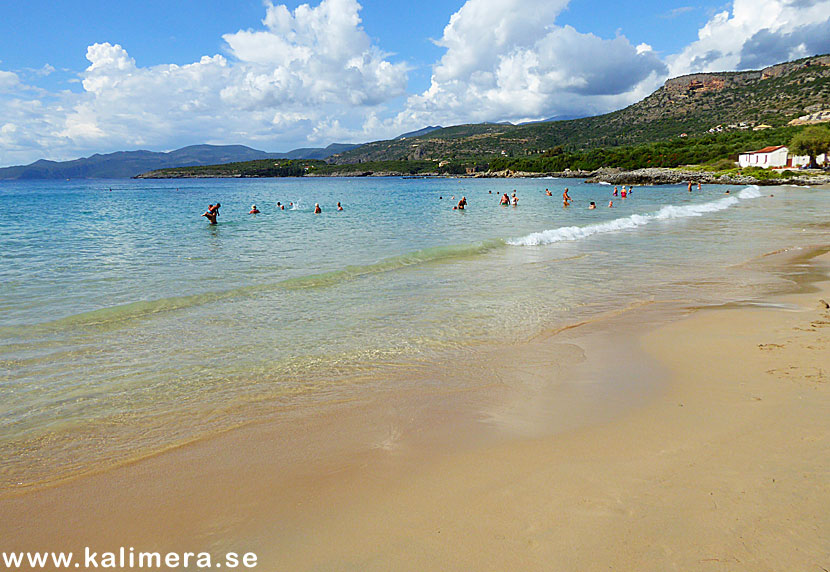 Kalogria beach nära Stoupa på södra Peloponnesos.