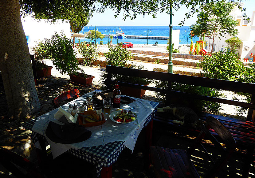 Ouzeira Omonia är den bästa lunchrestaurangen på Tilos.