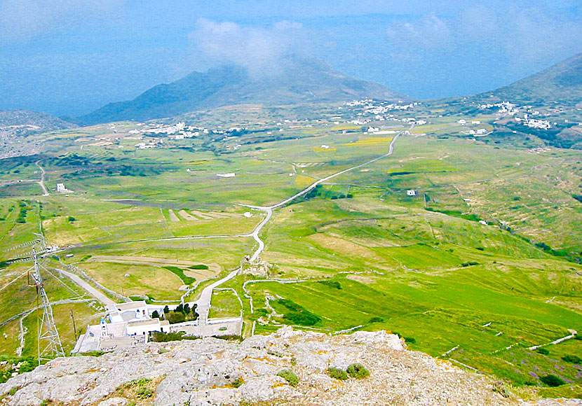 Utsikt från Exobourgos på Tinos i Grekland.