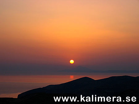 Sunset from Pangia church above Chora. Folegandros.