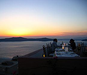 Dinner with a view over the caldera. Fira. Santorini.