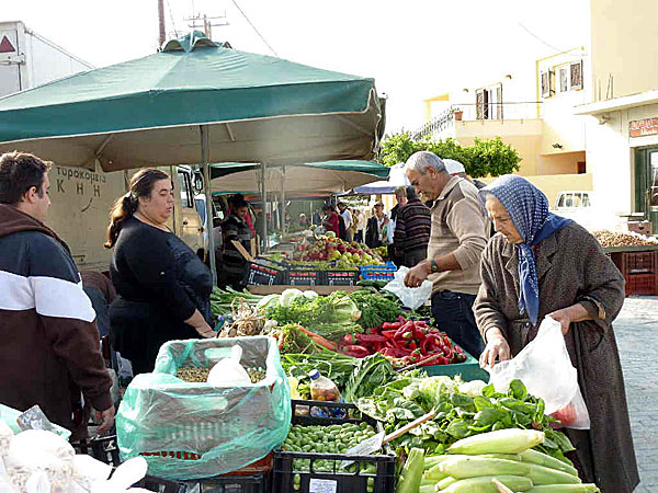 Marknaden i Makrigialos på Kreta.