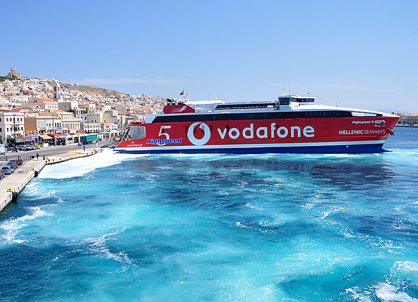 Greek ferries, boats and catamarans. High Speed 5. Ermoupolis. Syros.