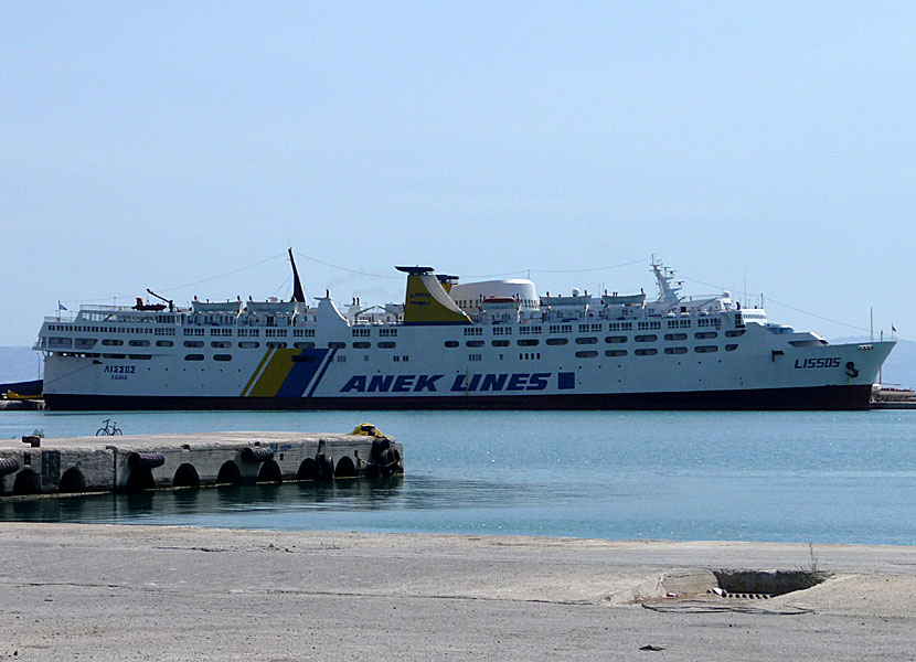 Greek ferries, boats and catamarans. Lissos in the port of Mytilini 
 in Lesvos.