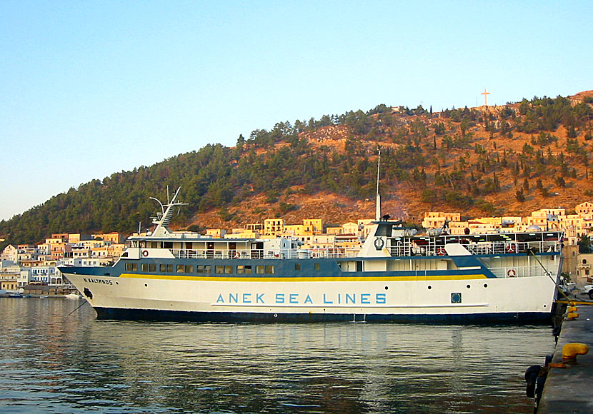 Greek ferries, boats and catamarans. Nisos Kalymnos. Pothia. Kalymnos.