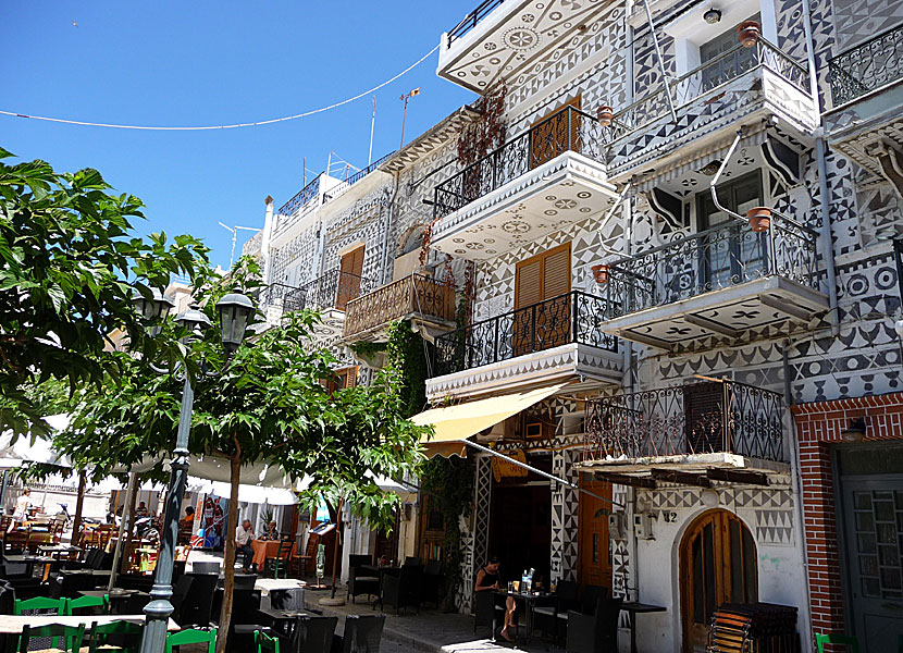 De karakteristiska husen i byn Pyrgi på Chios. 