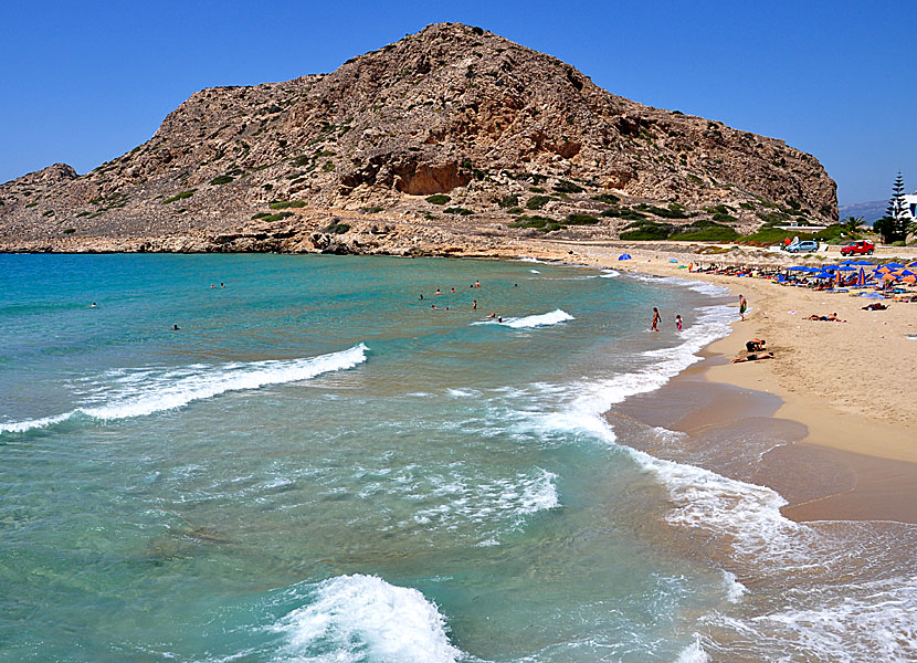 Karpathos bästa stränder. Agios Nikolaos beach i Arkassa.