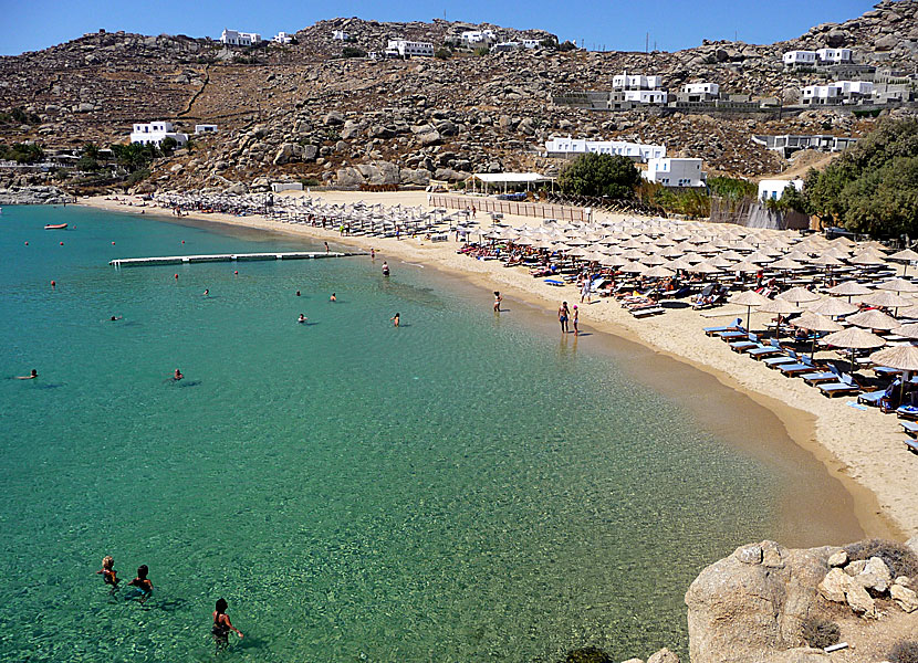 Mykonos bästa stränder. Super Paradise beach.