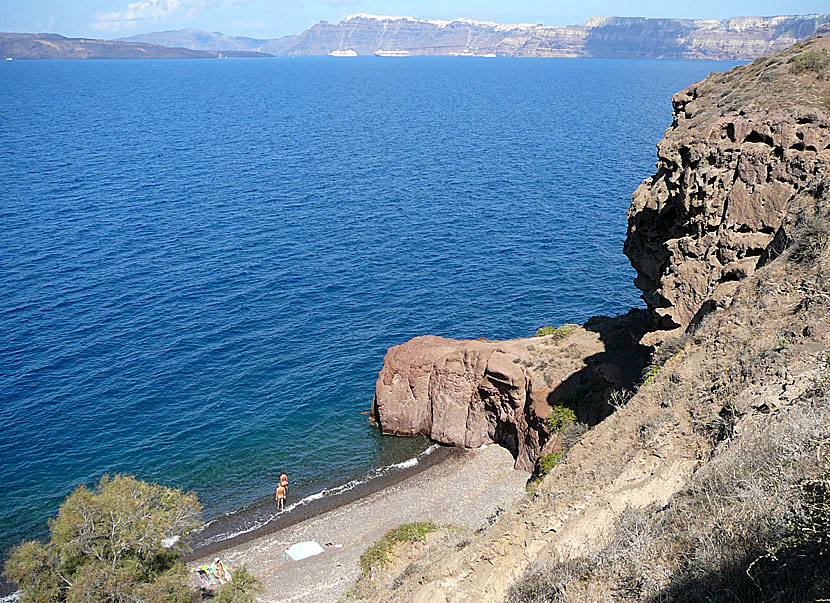 Caldera beach på Santorini.