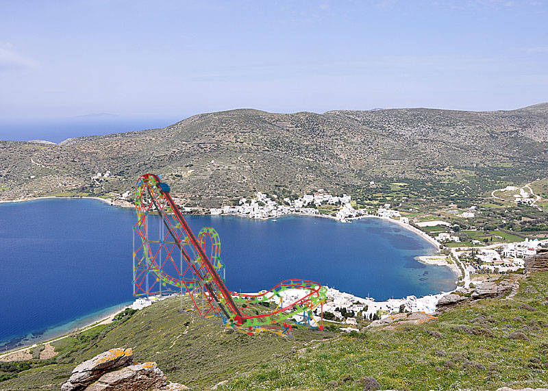 Bergochdalbana i Katapola på Amorgos.