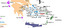 Karta över Amorgos i Grekland.