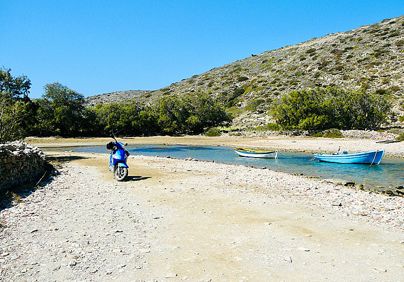 Amorgos bästa stränder. Kato Kambos beach.