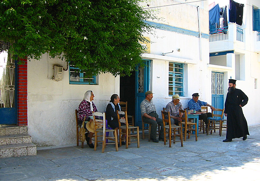 Kafé på torget i Langada på Amorgos.
