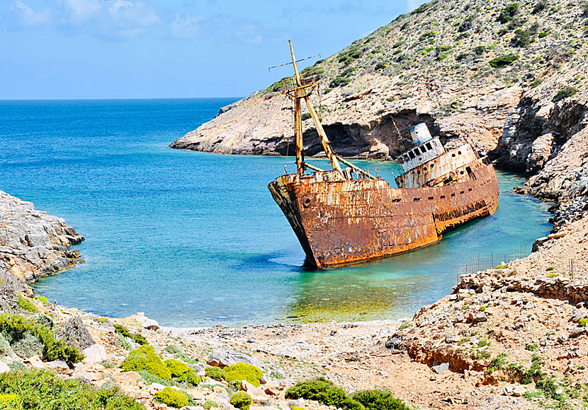 Skeppsvraket Olympia i Kalotaritissa på Amorgos.