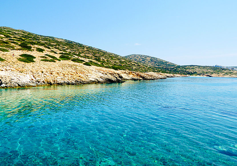 Tripiti beach i Kalotaritissa på Donoussa i Kykladerna.