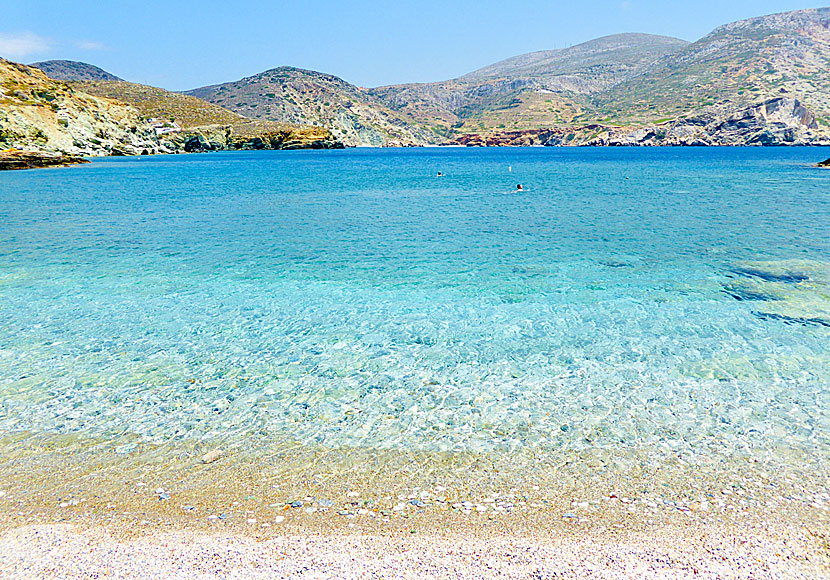 Stränderna Agios Nikolaos, Galifos och Angali på Folegandros i Grekland. 