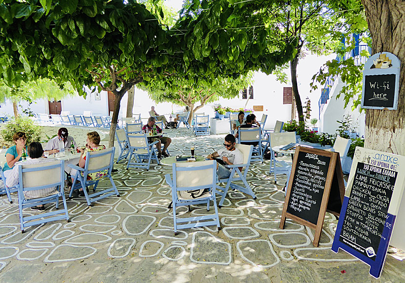 Kafé i Chora på Folegandros.