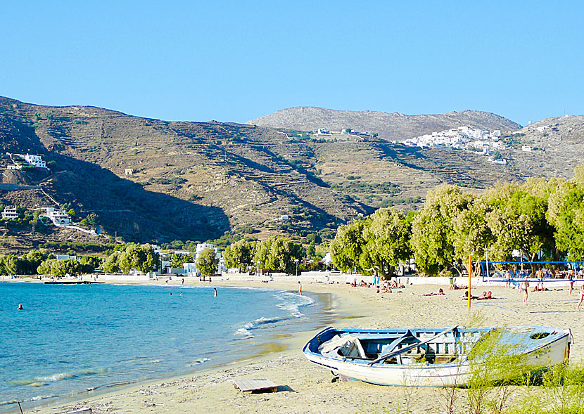 Sandstranden i Aegiali på Amorgos.
