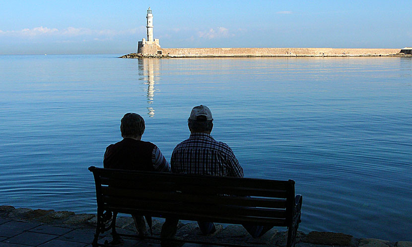 Venetianska hamnen i Chania tidigt på morgonen. 