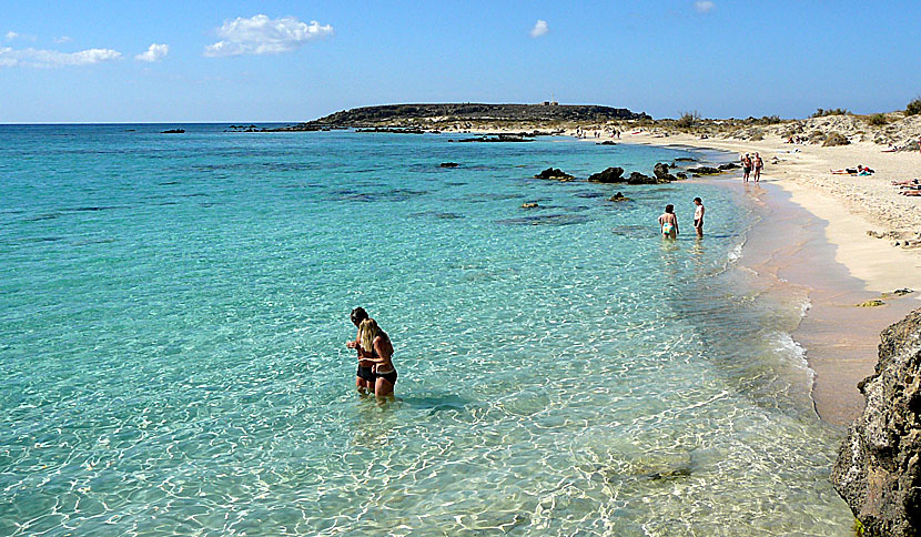 Den vackra lilla ön efter huvudstranden på Elafonissi beach.  Kreta.