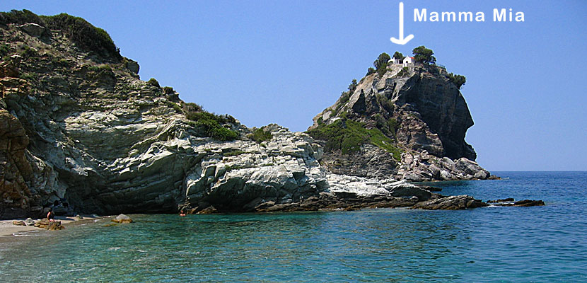 Agios Ioannis på Skopelos hade en stor roll i Mamma Mia 1.