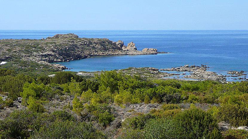 Utsikt från restaurangen på Glykeria Hotel nära Elafonissi på Kreta.