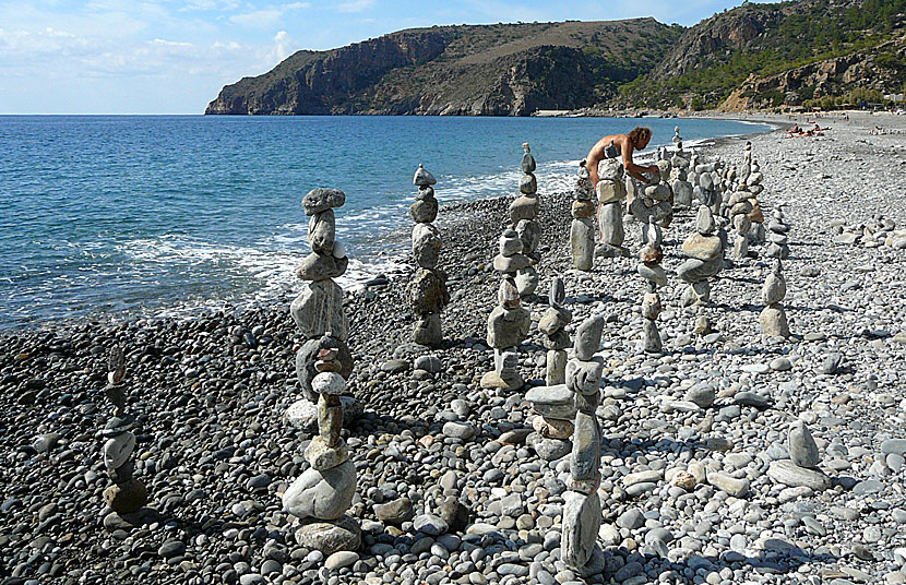 Sougia beach Kreta. Nudism och nakenbad.