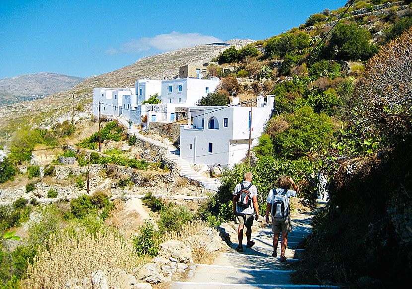 Vandra till byarna Ano Potamos och Kato Potamos på norra Amorgos. 