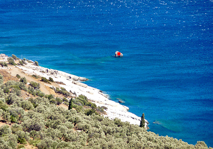 Klippan Rock of Ikaros i Vaoni där Ikaros sägs ha störtat när han flög för nära solen och vaxet på vingarna smälte.