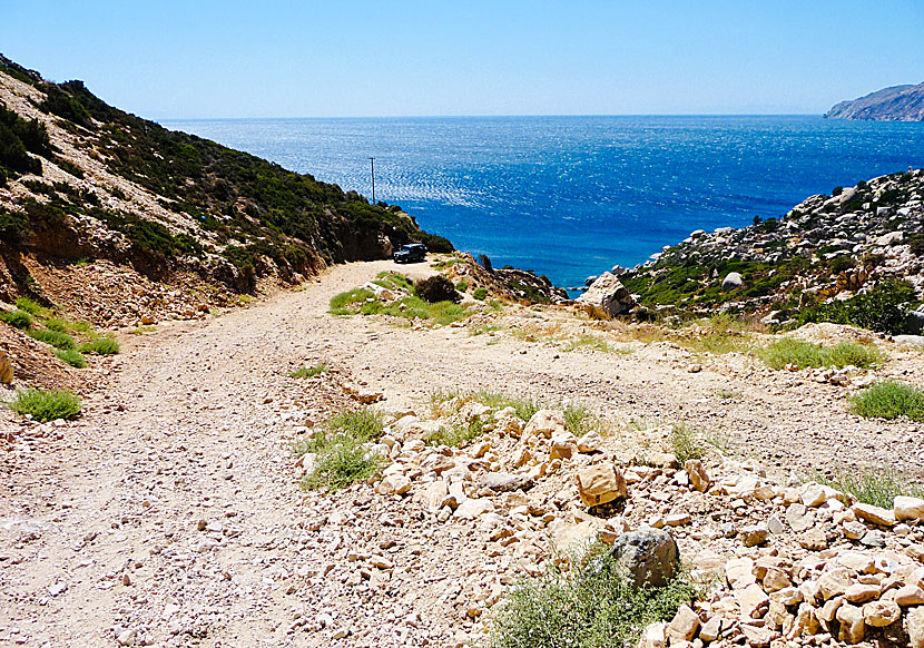 Vägen ner till ”parkeringsplatsen” ovanför stranden i Seychellerna.