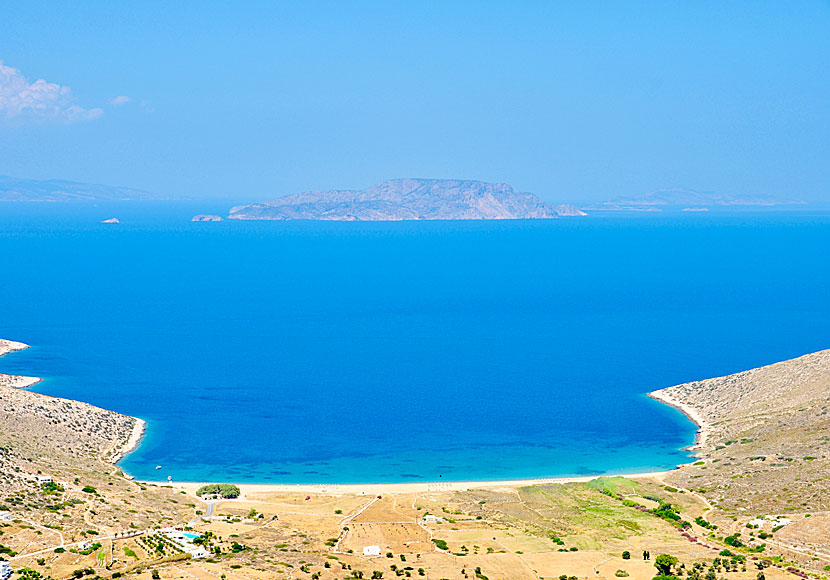 Agia Theodoti beach nära Manganari på ön Ios i Grekland.