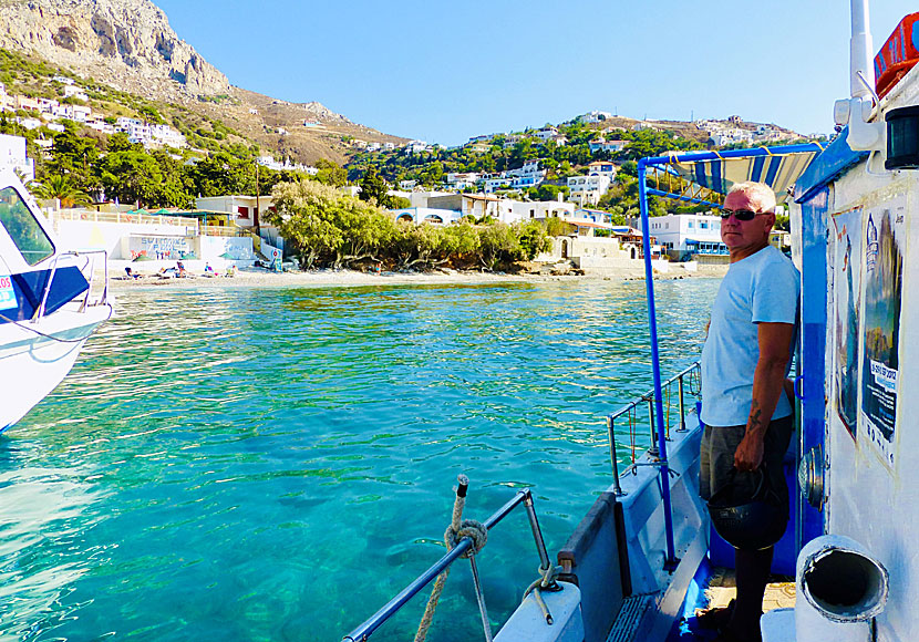 Båten mellan Myrties på Kalymnos till grannön Telendos.