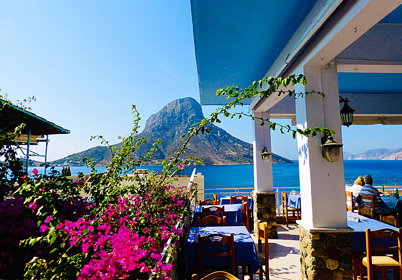 Telendos sett från en restaurang i Massouri på Kalymnos.