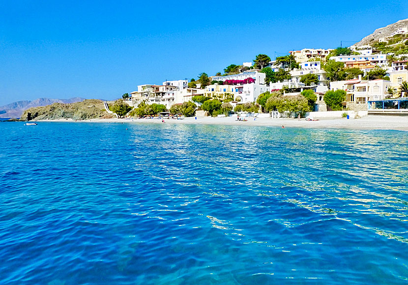 Myrties beach på Kalymnos i Grekland.