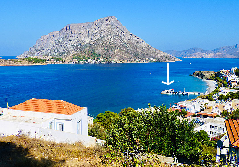 Båtarna till Telendos går från hamnen i Myrties på Kalymnos.