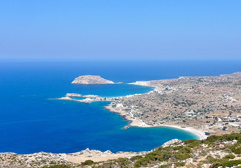 Stränderna i Lefkos och Potali på Karpathos i Grekland.