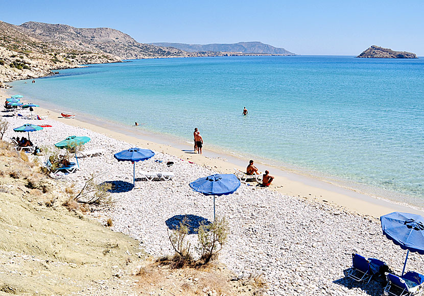 Damatria beach ligger söder om Amopi på Karpathos.