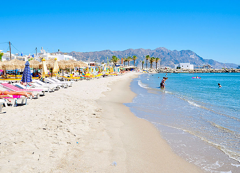 En av stränderna i Kardamena beach på Kos.