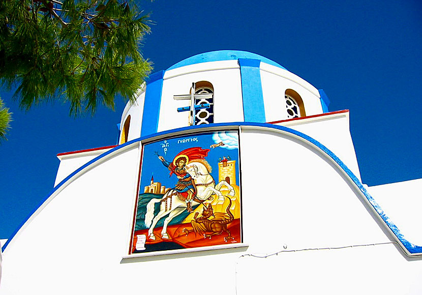 Agios Georgios church från 1870 är den störst sevärdheten på Koufonissi i Kykladerna.