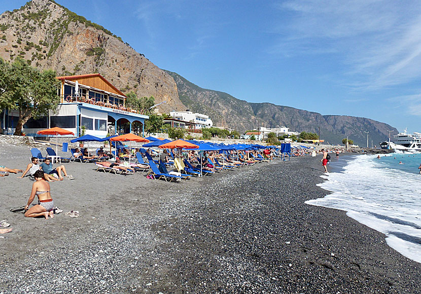 Stranden i Agia Roumeli på södra Kreta.