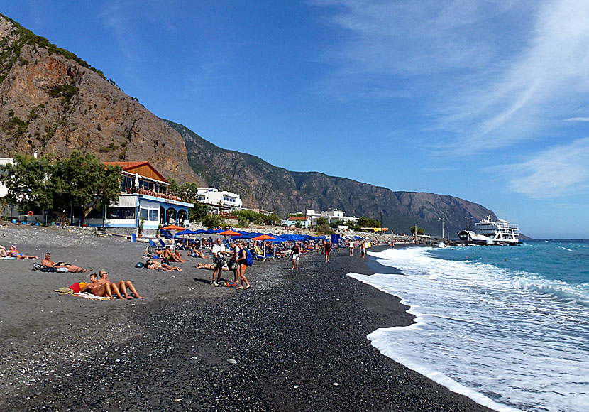 Stranden i Agia Roumeli på södra Kreta.