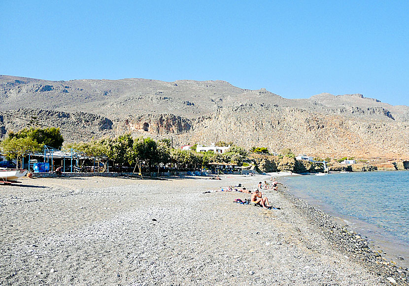 Den långa fina stranden i Kato Zakros på Kreta. 