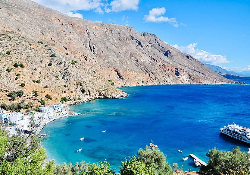 Stranden i Loutro på södra Kreta.