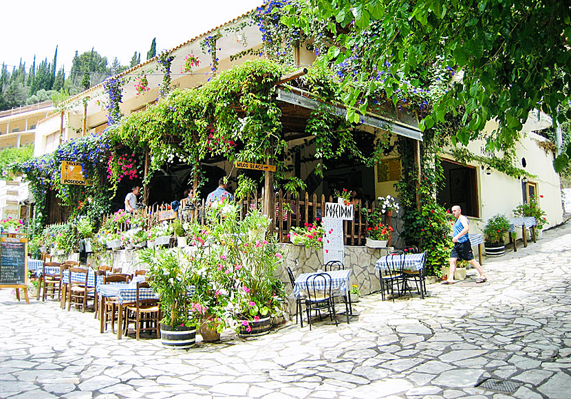 Poseidon Restaurant i Agios Nikitas på norra Lefkas i Grekland.