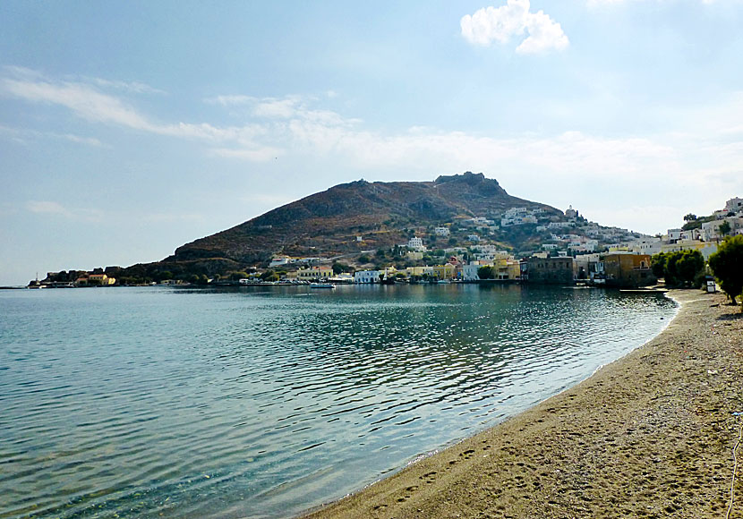 Agia Marina beach på Leros i Dodekaneserna. 