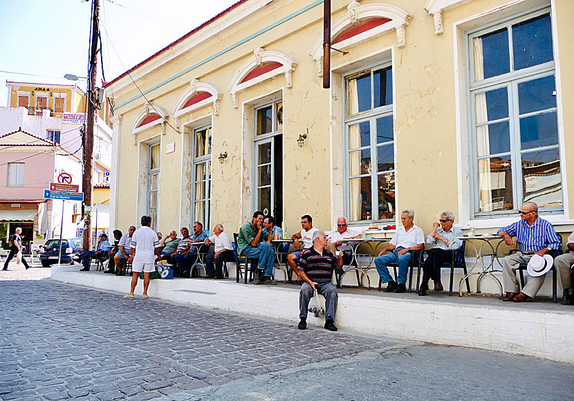 Det gamla kaffehuset Athanasiades i Plomari på Lesbos.