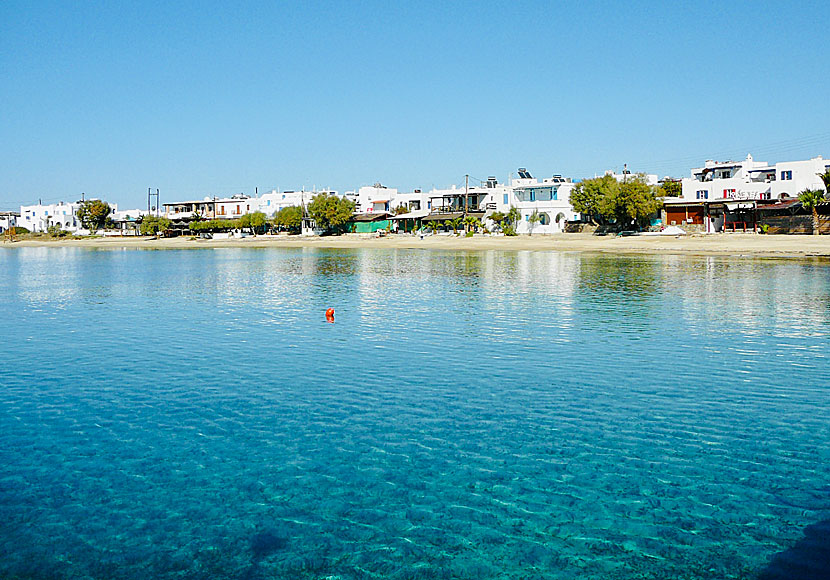 Agia Anna beach på Naxos i oktober och november. 
